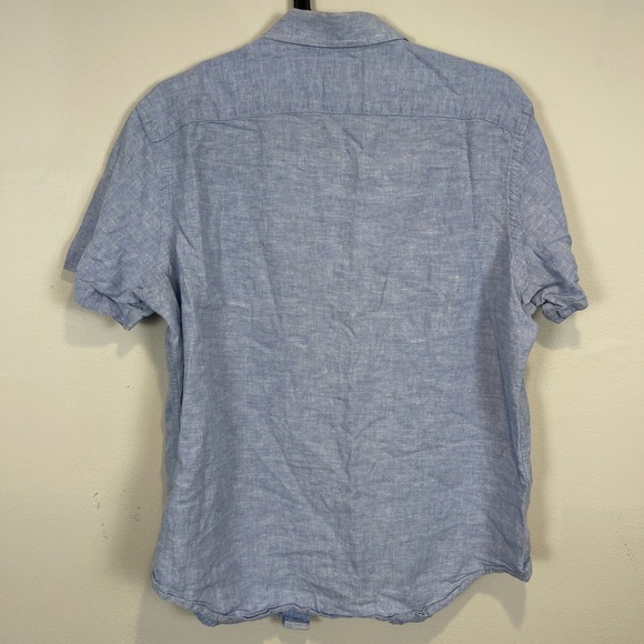 Banana‎ Republic Mens Light Blue Linen Short Sleeve Shirt Size M - Picture 4 of 6